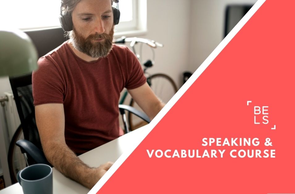 Online courses poster for speaking and vocabulary classes