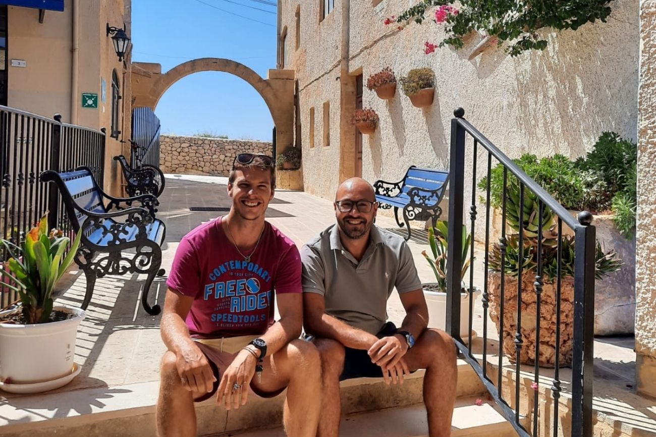 Robert and the manager outside BELS Gozo